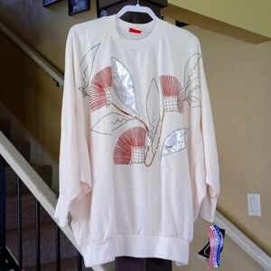 Young Stuff Old School Vintage Wide Angled Sleeve Sweatshirt Autumn Leaf Pattern